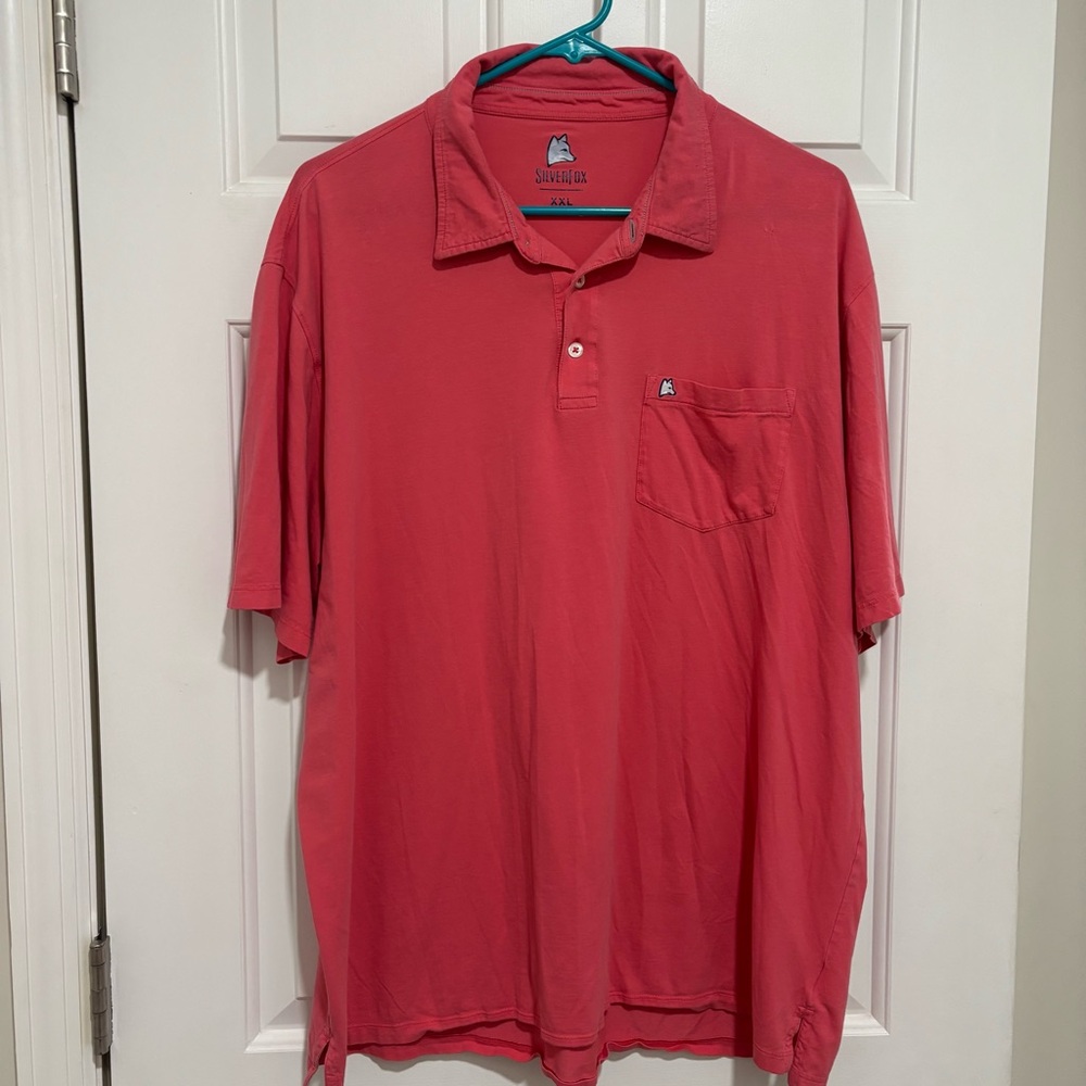 Silver Fox Pima Cotton Men’s Coral Polo Shirt with Pocket XXL 2XL